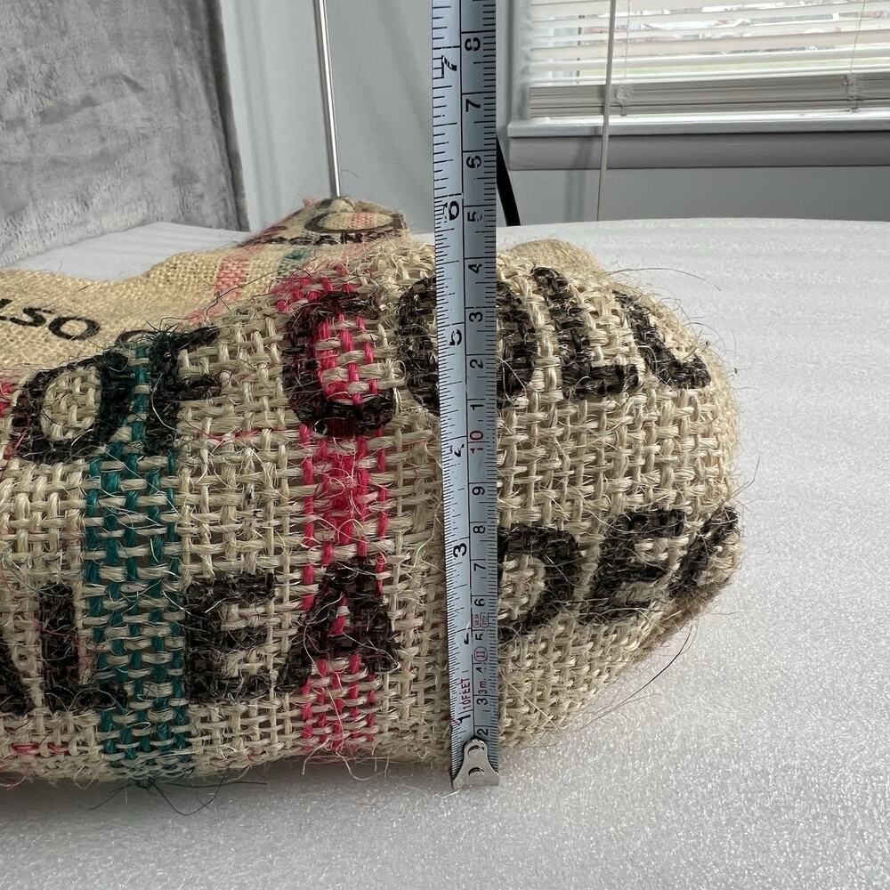 Upcycled Burlap Artisan Coffee Sack Tote Bag Jute Fabric lined Heavy‎ Coffee Art - Picture 12 of 13